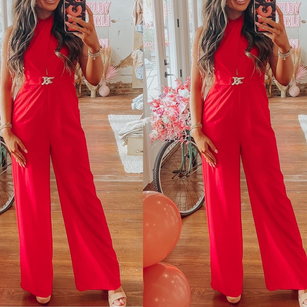 ❤️ NWT red pant jumpsuit size medium  outfit